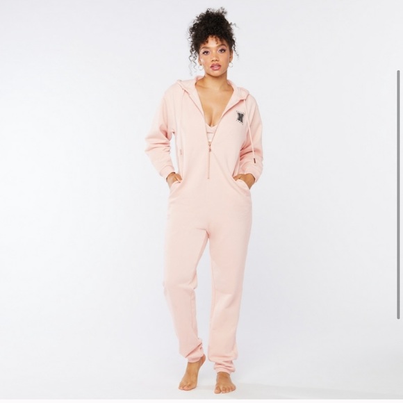 SavageXFenty NWT Pink and Rose Gold Hooded Onesie - Picture 1 of 4